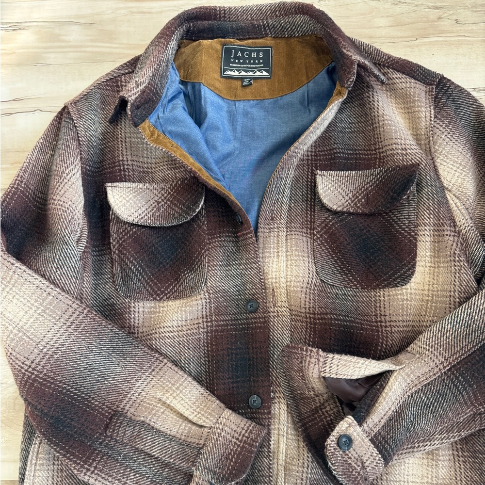 Jachs New York Men’s wool blend fully lined plaid shirt jacket size XXL
